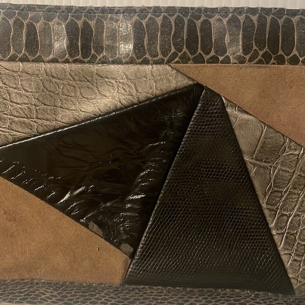 Faux Leather Faux Python Patchwork Mixed Media Gr… - image 4